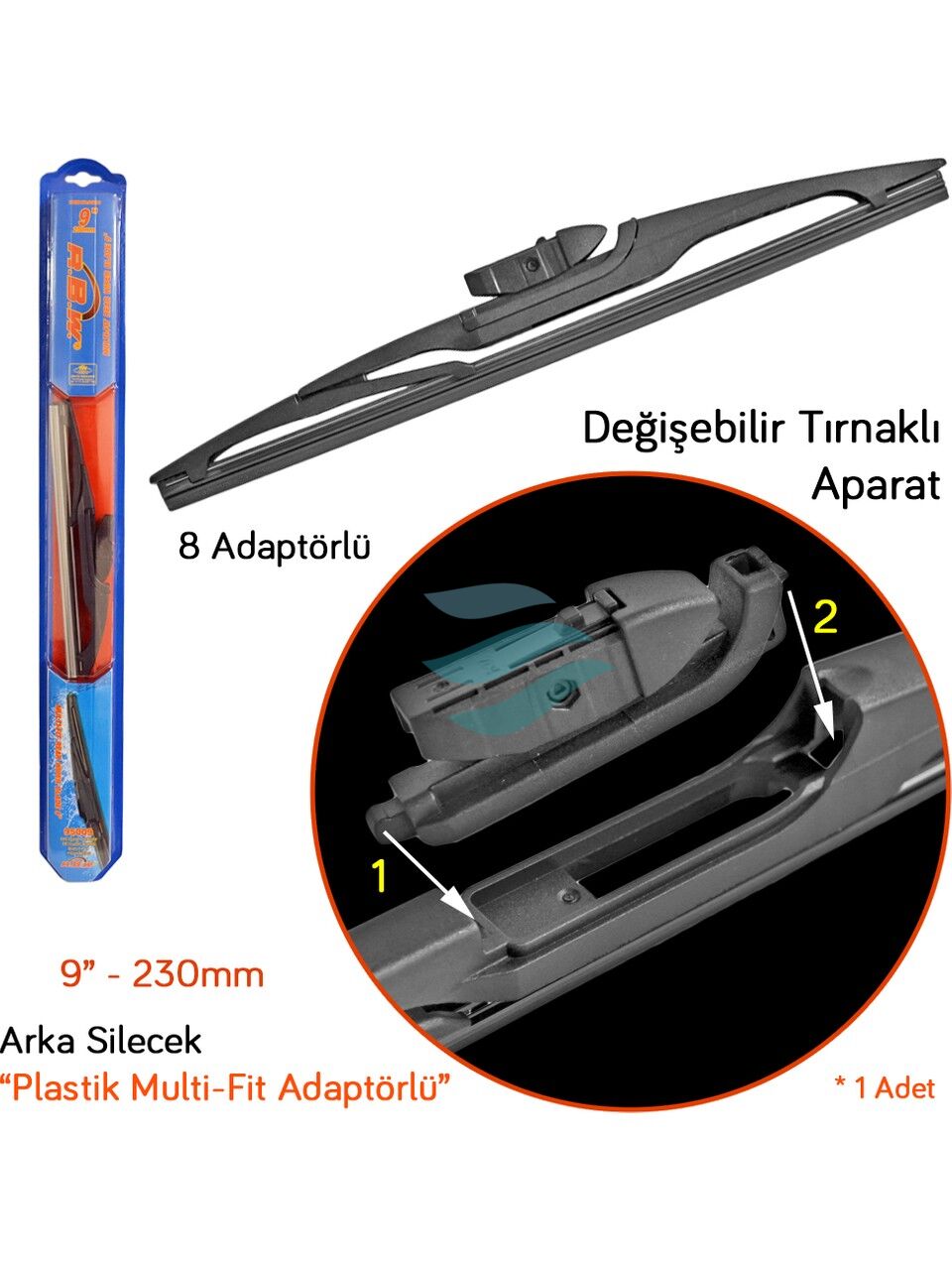 ARKA SİLECEK SÜPÜRGESİ 230MM 9'' İNÇ 8 APARATLI UNIVERSAL